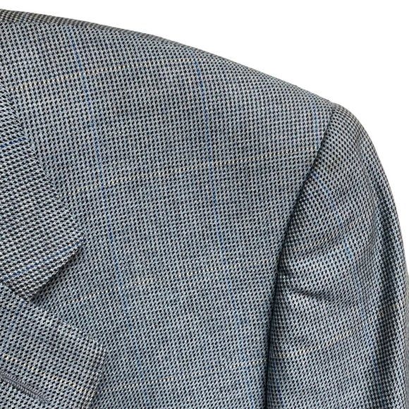 CANALI Exclusive Gray Micro Check Cashmere Silk Blend 3 Button Blazer - Picture 9 of 10